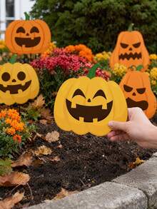 6pcs Thanksgiving Pumpkin Decor Set, Large Pumpkin Porch Sign, Wooden Indoor/Outdoor Decoration For Home Front Door, Stairs, Dining Table Centerpiece, Autumn Harvest Festival, Halloween Party Decoration - Multiple Styles - View 10