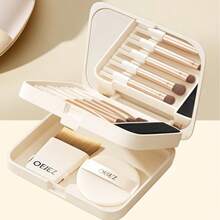 OEIEZ Double Layer Makeup Brush Set With Built-In High Definition Mirror, Mini Foundation Brush, 6pcs Eyeshadow Brushes, Powder Puff, Portable Travel Makeup Tools - Multicolor - View 12