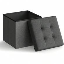 SONGMICS Puff Almacenaje de 30 de Largo, Taburete Reposapiés, Baúl de Almacenaje, Gris Oscuro MLSF028G01 7T92 - Gris Oscuro - Ver 1
