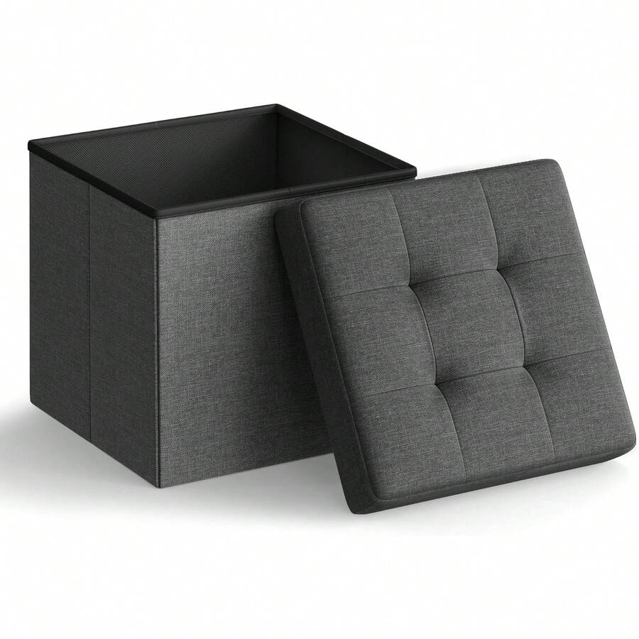 SONGMICS Puff Almacenaje de 30 de Largo, Taburete Reposapiés, Baúl de Almacenaje, Gris Oscuro MLSF028G01 7T92 - Gris Oscuro - Ver 1