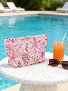 1pc Ocean Theme Makeup Bag, Featuring Marine Life Pattern, Suitable For Daily Cosmetics Storage And Travel Makeup Organization - Multicolor - View 3
