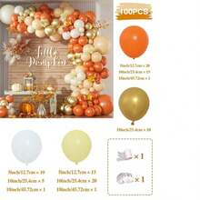 Autumn Style Orange Matte White Yellow Gold Balloon Arch Set 100 Counts Latex Garland Balloons For Thanksgiving Wedding Holiday Celebration Layout - Multicolor - View 5