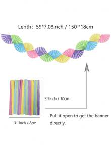 Rainbow Fan Garland Party Decor Pastel Rainbow Paper Fan Banner Colorful Party Decoration For Birthday Wedding Bridal Shower Bachelorette Baby Shower - Multicolor - View 11
