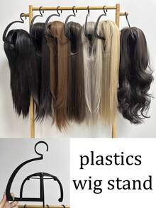 nunify Stand Wig Plastik, Rak Wig Gantung, Dapat Menggantung Banyak Wig, Warna Hitam Pink, Tahan Lama, Braket Kait Wig yang Dipasang di Dinding, Tempat Penyimpanan dan Penataan Wig, Desain Praktis untuk Latihan dan Pengeringan Wig. - View 7