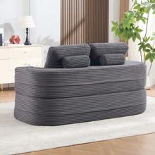 2-In-1 Sleeper Chair Made Of Corduroy, Sleeper Sofa With Reclining Function, Compressed Floor Sofa With Adjustable Armrests - Dark Gray - View 6