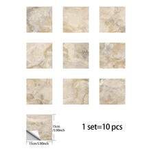 1 Pack (10pcs) Marble Pattern 2D Flat Wall Stickers, PVC Self-Adhesive Removable Tile Stickers, Suitable For Home, Kitchen, Room, Wall, Floor Decor - 10Pcs - View 9