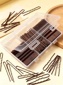 150pcs Metal Hair Clips Women's Hair Accessories French U-Shaped Hair Clips Hair Clip Set Brown - Three-mix Set a - View 1