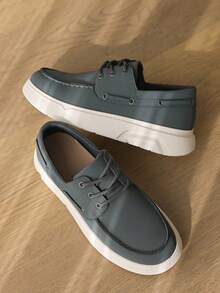 Men's Loafers Summer New Grey Lace-Up Loafers Business Casual Shoes Thick Sole Walking Shoes Lace-Up Dress Shoes Suitable For Office Daily Commute Weekend Street Date Short Trip Lightweight Business Meeting Daily Casual Shopping Soft Matte PU Upper - Grey - View 8