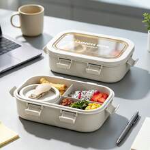 1pc Premium Lunch Box - With Utensils, Fruit Salad Box, Food Storage Container, Japanese Bento Box, Student Lunch Box, Office Worker Lunch Box With Soup Bowl, Compartment Lunch Box, Microwave - Multicolor - View 3
