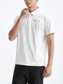 XTEP 男士透氣休閒運動短袖 Polo 衫，夏季 - 白色 - 查看 2