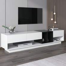 TV Stand, Lowboard Combination White And Black High Gloss - 白色 - 查看 2
