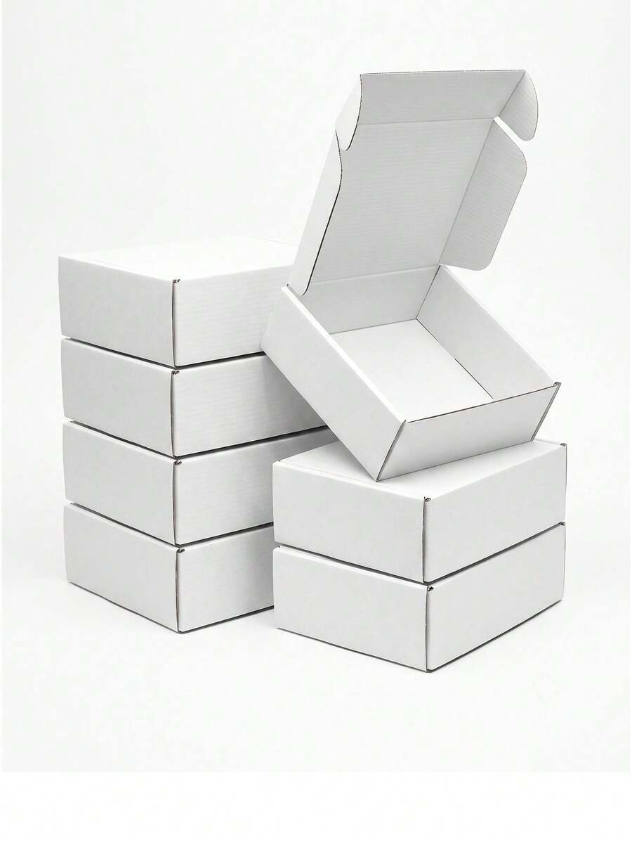 8-Pack - Sturdy White Corrugated Cardboard Boxes, Perfect For Small Businesses, E-Commerce, Shipping And Packaging | Gift And Storage Boxes, Corrugated Gift Boxes For Shipping And Packaging, Small Mailing Boxes, White Mailing Boxes, Flat Corrugated Cardboard, Document Mailing Boxes, Jewelry Packaging - White - View 1