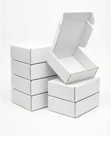 8-Pack - Sturdy White Corrugated Cardboard Boxes, Perfect For Small Businesses, E-Commerce, Shipping And Packaging | Gift And Storage Boxes, Corrugated Gift Boxes For Shipping And Packaging, Small Mailing Boxes, White Mailing Boxes, Flat Corrugated Cardboard, Document Mailing Boxes, Jewelry Packaging - White - View 2