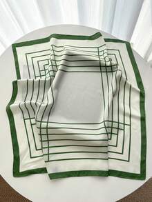 1pc Bandana French Minimalist Geometric Striped Square Scarf, Vintage Decorative Headscarf For Office And Daily Wear - Multicolor - View 7