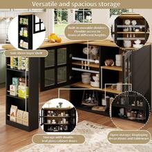 360° Rotating Sideboard, Modern, Multifunctional For Living Room/Dining Room - 黑色 - 查看 6