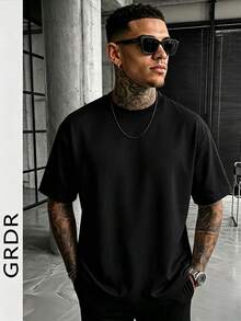 GRDR 男士休闲短袖T恤，适合夏季度假穿着 - 黑色 - 查看 3
