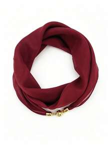 1pc Solid Color Lightweight Sheer Chiffon Scarf With Magnetic Buckle, Translucent Square Neck Scarf, Minimalist Vintage Gold Bead Buckle Slouchy Scarf, Versatile Office Commute Casual Decorative Neck Scarf, Essential Neck Scarf For Young People For Travel And Photography - Multicolor - View 11
