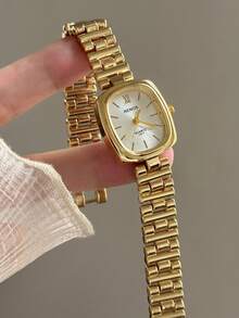 Jam Tangan Quartz dengan Sambungan Bambu Persegi Warna Emas/Perak Ini Cocok untuk Dipakai Sehari-hari dan Juga Merupakan Hadiah Sempurna untuk Ulang Tahun dan Natal. - Emas - View 9