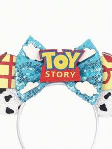 Disney, 1pc Cartoon Cute Shiny Ear Headband, Bowknot Decor Princess Costume Accessory, Shiny Party Essential, Theme Park Travel Hair Accessory, Suitable For Student Party, Costume Party, Role Play, Theme Park Travel, Ideal Gift For Couples, Princess Role Play, Birthday Celebration, Christmas Party (Role Play, Headband, Hair Accessory, Summer, Hair Clip) - Multicolor - View 4