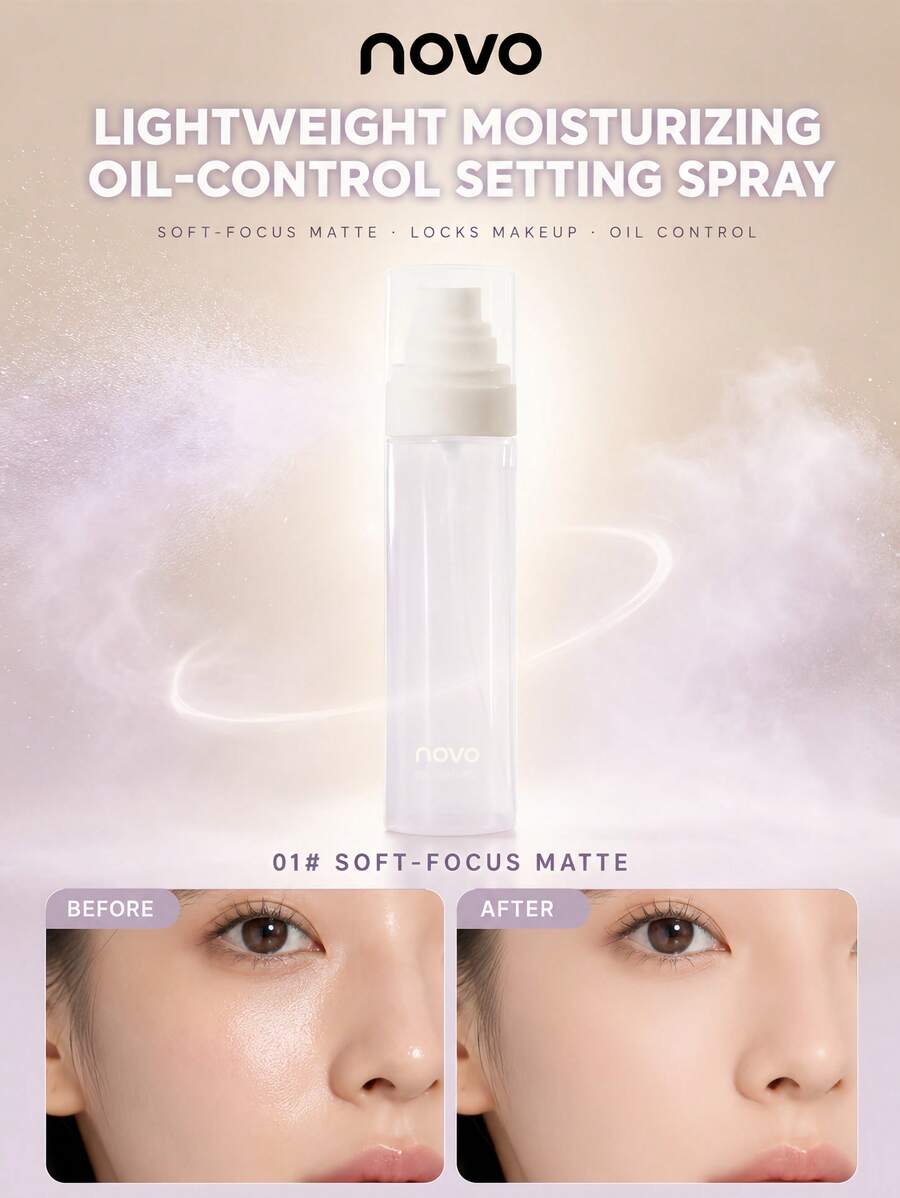 NOVO Quick-Drying Long-Lasting Makeup Setting Spray, Prevents Smudging, Forms A Quick-Drying Film, Creates An All-Day Long-Lasting Matte Finish, Perfect For Swimming And Outdoor Summer Activities - 01#Soft Focus Matte - View 1