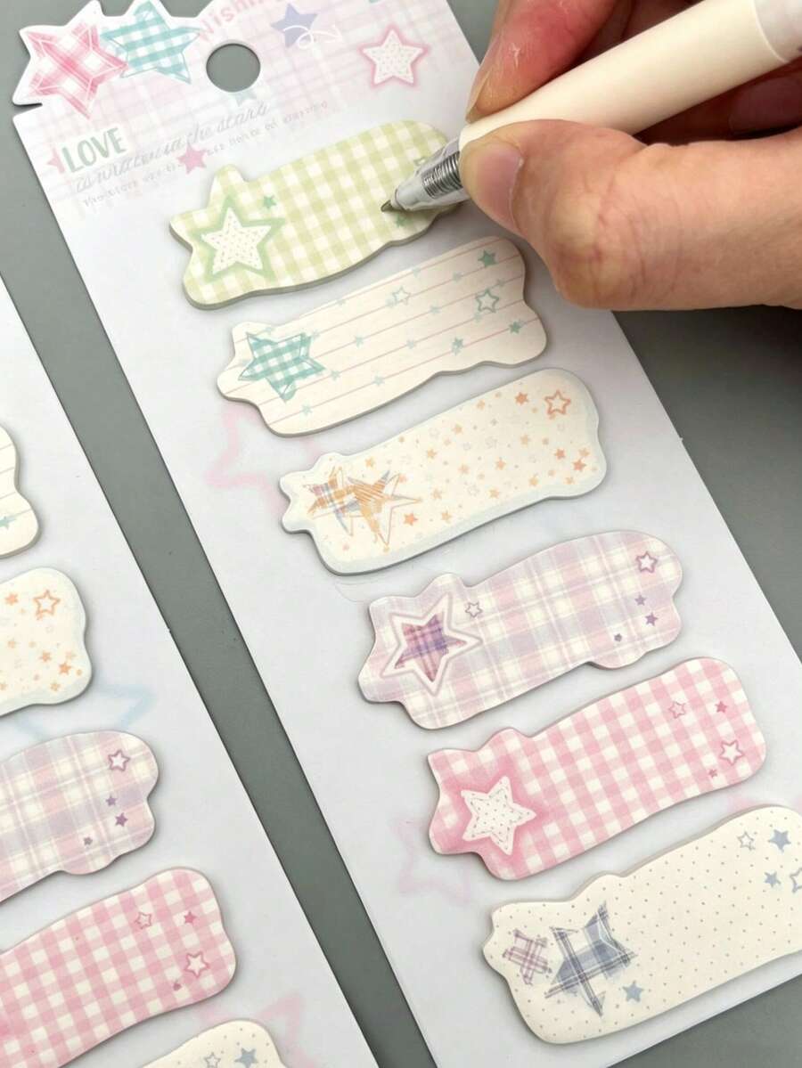 120pcs/Pack Cute Cat Shaped Index Sticky Notes, Adorable Highly Attractive Label Memo Stickers For Students, Directory Classification Markers, Message Notes, INS Style Cartoon Memo Paper, Student Message Classification Directory Stickers, Index Tabs, Reusable Sticky Notes - one-size - View 1