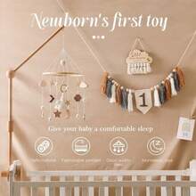 Campana de madera para cuna de bebé de 0 a 12 meses, sonajero con caja deúsica, campana colgante para cuna, campanilla para cuna de recién nacido, juguete relajante. - nube - Ver 4