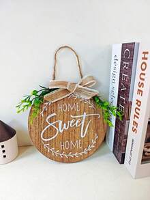 1件綠葉蝴蝶結木製門牌「Welcome Home」牆掛裝飾（小圓形），適用於玄關門、牆面、房間、居家、客廳、臥室、商店及各種場合，感恩節、聖誕節禮物，送給朋友與家人的節日禮物 - 彩色 - 查看 10