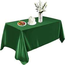 1pc Solid Purple Satin Rectangular Shiny Tablecloth, Smooth Fabric Washable, Shiny Surface Table Decor, Suitable For Restaurant, Party, Wedding, Banquet, Purple Black White - Dark Green - View 1
