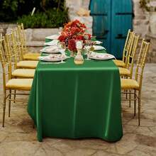1pc Solid Purple Satin Rectangular Shiny Tablecloth, Smooth Fabric Washable, Shiny Surface Table Decor, Suitable For Restaurant, Party, Wedding, Banquet, Purple Black White - Dark Green - View 3
