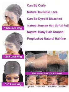 36 Inch Deep Wave Lace Front Wigs Human Hair 13x6 HD Transparent Lace Frontal Wigs Human Hair Glueless Human Hair Wig 250 Density Deep Curly Wigs Human Hair For Women Pre Plucked With Baby Hair Natural Black Color - Natural Black - 查看 10