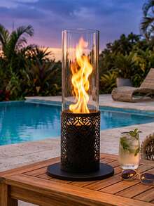 Brasero portátil de sobremesa, chimenea de bioetanol sin ventilación y de combustión limpia, ideal para jardín interior y exterior (Negro Hueco) - Normal - Ver 1