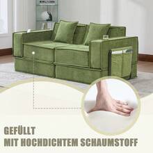 Modern Sofa Bed Frame Beige 2 Seat - 綠色雙座 - 查看 4