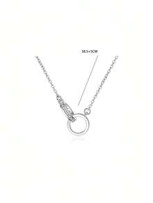 1 Stück S925 Sterling Silber Luxus Romantisches Ineinandergreifendes Ring Design Damen Halskette, Minimalistisch Elegant Tägliches Pendeln Date Vielseitige Atmosphäre Schmuck, Exquisites Urlaubsgeschenk für Freundin - Ring - Übersicht 10