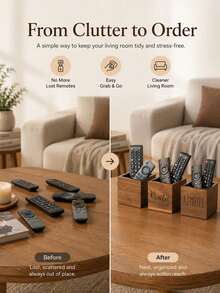 1 Kotak Penyimpanan Remote Kontrol Kayu Gaya Nordik, Braket Remote Kontrol TV, Kotak Pelengkap Meja, Agar Remote Kontrol Tertata Rapi dan Teratur, Mudah Dijangkau, Dekorasi Ruang Tamu dan Kamar Tidur, Hadiah Ideal. - A - View 3