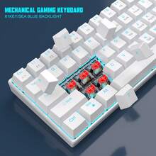 MageGee Star61 Mini Teclado Mecánico 60%, 61 Teclas Teclado de Juego Compacto con Retroiluminación LED, Teclado Multidispositivo Pequeño, Teclado Portátil con Retroiluminación, Adecuado para Portátil, Escritorio, Computadora, PC, Interruptor Blanco/Interruptor Rojo - Blanco - Ver 7