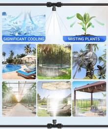 30FT Misters For Outside Patio Misters For Cooling (22 Mist Nozzles) Outdoor Water Patio Hose Greenhouse Mister System Outside Mist Backyard Trampoline For Waterpark Watering Misters For Cooling - ColorA - View 5