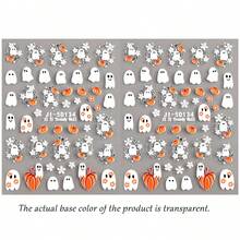 5D Embossed Clear Base Halloween Nail Stickers, Cute Ghost Pumpkin Skull Bat Spider Floral Self-Adhesive Nail Art Decals, Spooky Gothic Manicure Decorations For Halloween Party DIY Nail Supplies For Women Girls Acrylic Nails - Multicolor - View 12