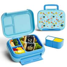 1pc Anime Theme Lunch Box, Portable Bento Box, Dishwasher , Microwave , Vibrant Cartoon Pattern, Rectangular With Handle, Suitable For School And Picnic, Durable Plastic Material, Back To School Essential Lunch Box - Multicolor - View 5