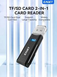 EAGET Dual Slot SD TF Card Reader Portable USB 2-In-1 Memory Card Adapter For Dash Camera PC Notebook - View 1