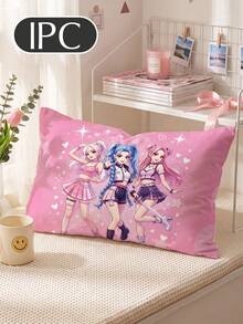 1/2pcs K-POP Pink Print Cushion Cover/Pillowcase (Without Insert), Single-Sided Print, Soft Breathable Skin-Friendly Durable, Home Decor, Dorm Decor, All Season, Machine Washable, Autumn Decor, Dorm Bedding - Multicolor - View 11