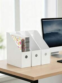 File Storage Box – For Office Documents And Scrapbook Paper; Creative Foldable Design In Matte PP Material; Foldable Bookshelf Storage Box. - Multicolor - View 1