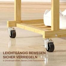 Rolling Clothes Rack, Wardrobe With Hanging Rail, Shoe Rack, Made Of Bamboo, 80 X 40 X 160 Cm, Natural - 自然色 - 查看 5