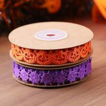 2m Halloween Lace Ribbon, Pumpkin & Ghost Mesh Hollow Decorative Trim, Suitable For Gift Wrapping, Party, DIY Headband, Halloween Decoration - 2m Halloween Ribbon - View 6