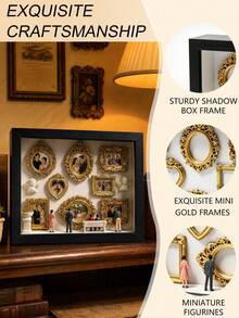 1 Set 3D Black Museum Silhouette 3D Photo Frame Set, Including Gold Resin Mini Frame Set, Celebrate Precious Memories In A Unique Way, Personalized And Distinctive Commemorative Photo Frame Accessories - Multicolor - View 3