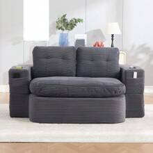 2-In-1 Sleeper Chair Made Of Corduroy, Sleeper Sofa With Reclining Function, Compressed Floor Sofa With Adjustable Armrests - Dark Gray - View 5