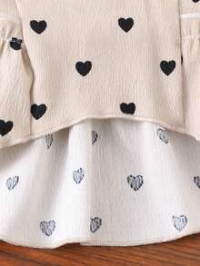 Deep Autumn Corduroy Spaghetti Strap Princess Dress, All-Over Black Heart Print, Frill Trim, Shoulder Strap With Large Bow, Cat & Dog Formal Gown - Apricot - View 10