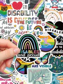 50 pezzi Adesivi Orgoglio Disabilità per decorare Agenda, Diario, Scrapbook, Quaderno, Bagaglio, Chitarra, Skateboard, Manuale, Tablet, Borraccia, Telefono - Orgoglio disabilità - Visualizzare 5