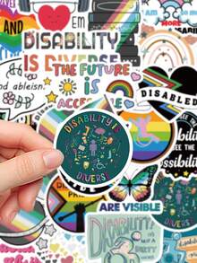 50 pezzi Adesivi Orgoglio Disabilità per decorare Agenda, Diario, Scrapbook, Quaderno, Bagaglio, Chitarra, Skateboard, Manuale, Tablet, Borraccia, Telefono - Orgoglio disabilità - Visualizzare 3