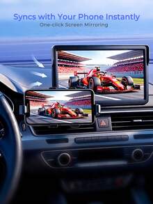 REMAX 7英吋HD無線CarPlay與Android Auto觸控螢幕，語音控制、藍牙、AUX與FM音訊，可延伸可旋轉支架，儀表板或擋風玻璃安裝，亮度可調，內建喇叭，汽車配件，汽車必需品，汽車用品 - 7吋 - 查看 6