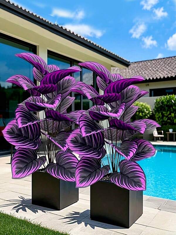 Large Elegant Purple Artificial Plant, Realistic Artificial Violet Plant, Outdoor Artificial Greenery Violet, Elegant Purple Large Leaves, Suitable For Home, Office Desk And Wedding Occasions, Indoor And Outdoor Decoration, Halloween, Maintenance-Free Plant, Artificial Outdoor Plant, Garden Decor, Home Decor - Without Pot